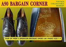 PAIR OF MENS GRENSON S SERIES BLACK BROGUES, SIZE 7.5, NEW TIMPSONS RUBBER SOLES