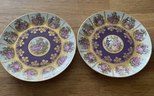 JKW Bavarian Adler Fine Porcelain Plate With Romantic Scenes PAIR 