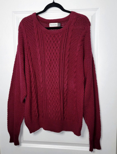 Vtg cable knit chunky sweater - knit,