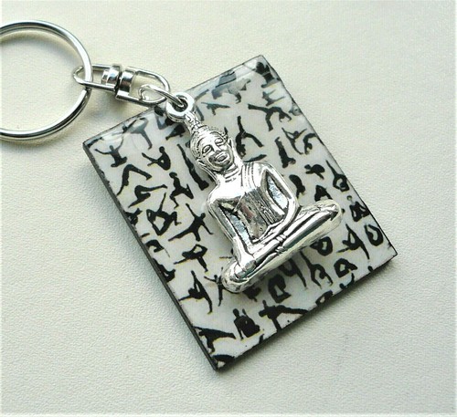 Large yoga print wooden tag - yoga,