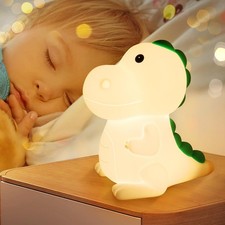 LED Silicone Night Light Dinosaur Touch Dimmable Lamp Kids Bedroom Rechargeable