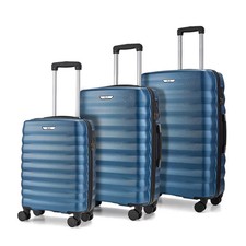 Rock Berlin 3 Pc Hardside Luggage Set Blue (only large case lightly used) 5613