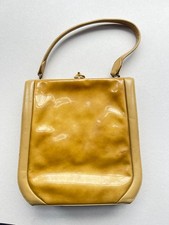 Waldybag Honey  Patent front Leather Handbag top handle & gold clasp 1950s /60s