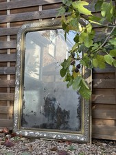 Large Antique Foxed Distressed Guid  Frame Mirror