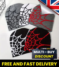 SPIDER WEB | Men Women Unisex Black White Ribbed Knit Beanie Hat | One Size