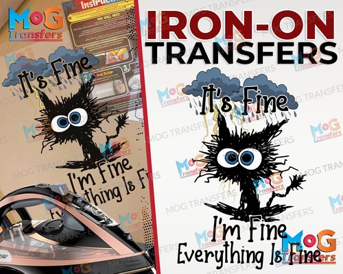 Fine sad cat iron on - it's,