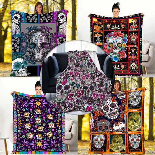 Skull print blanket - print,