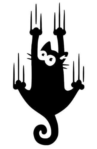 Cat scratching wall stencil - scratching,