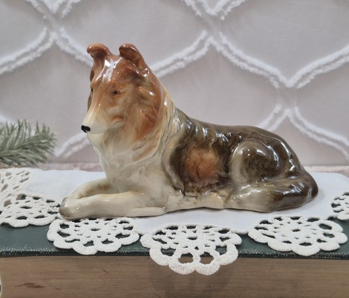 Vintage porcelain collie dog - vintage,