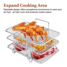3-Tiers Stainless Steel Stackable Square Rack Air Fryer Rack for Ninja Air Fryer