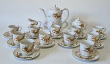 Antique / Vintage Japanese Lithophane Geisha Tea Coffee Set - Demitasse Cups