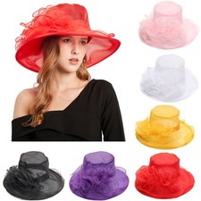 Women Organza Hat Wide Brim
