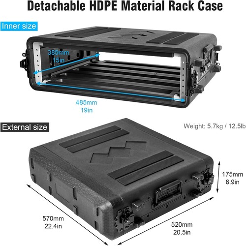 Rack case shallow - 2u,