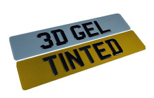 SMOKED TINTED PAIR OF 3D GEL NUMBER PLATES - SHOW STYLE - SET OF 2