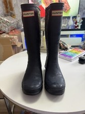 Hunter original leopard print patterned faux fur lined wellies Uk 1 VGC