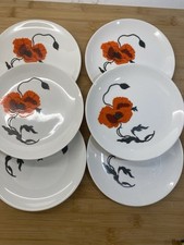 6 x Wedgwood Susie Cooper Corn Poppy Cake  Plates 
