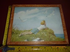 MARGARET W. TARRANT SUMMER DREAMS GIRL/BIRDS FRAMED VINTAGE PRINT/PICTURE *READ*