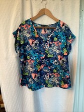 Primark Floral Print Cap Sleeve V Neck Blouse Size 18