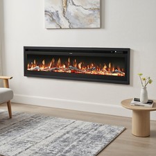 LED Fireplace Media Wall Fire Wall Mounted / Standing Electric Heater 40-100in