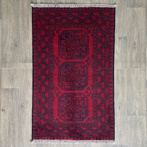 Red afghan aqcha - aqcha, 128x77cm
