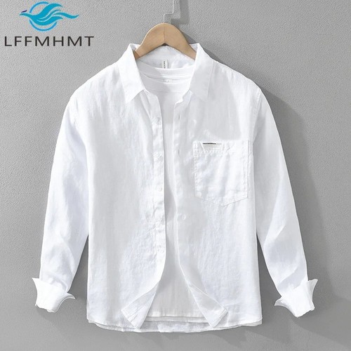 Men 100 linen white shirt - men, 100%