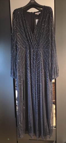 Navy blue hand beaded maxi - navy,