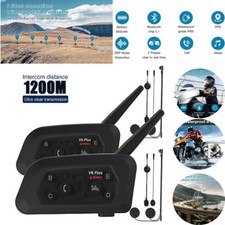 2x V6 PRO Bluetooth Motorcycle Intercom Helmet Headset 6 Riders 1200m Interphone