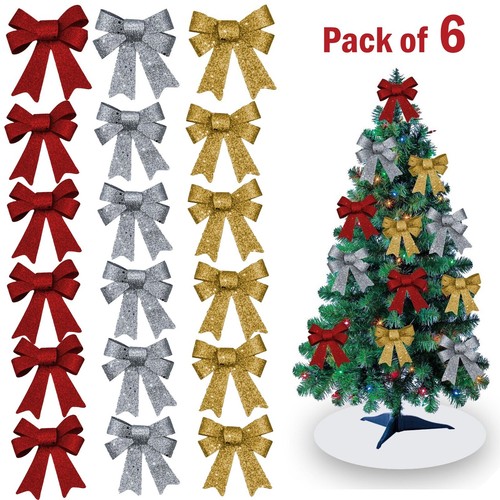 6pcs bows christmas tree - bows,