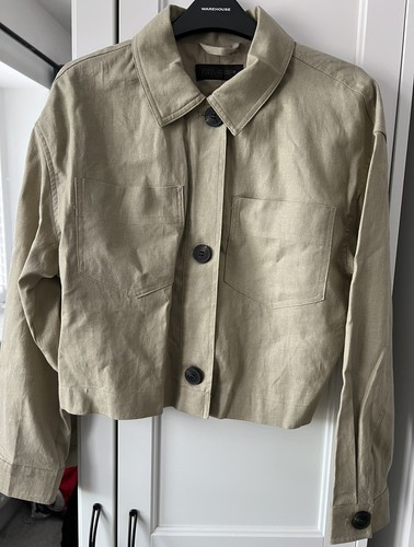 Zara beige cropped linen blend - zara,