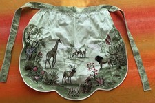 Retro Pinny Apron Frilly Animal Safari 60s 70s Africa Caravan Kitchen Green