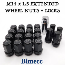 M14x1.5 Closed Wheel Nuts 41mm Black x 16 + Locks For Transit Custom Sport 13-22
