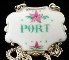 Sterling Silver Enamel PORT Decanter Label, Turner & Simpson Ltd 1962