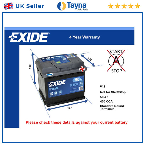 Car battery eb500 exide - car, 012