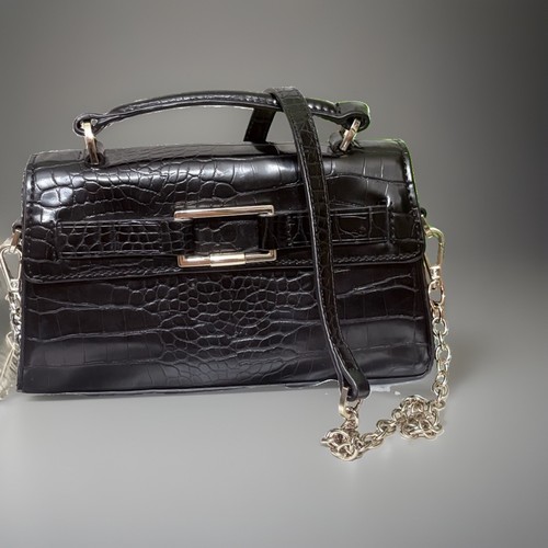 Zara black croc embossed - croc-embossed, mini