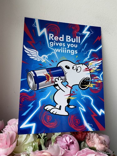 Snoopy red bull metal - red, sign