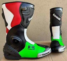 Motorbike Racing Leather Riding Shoes MOTOGP Motorcycle Men Leather Long Boots