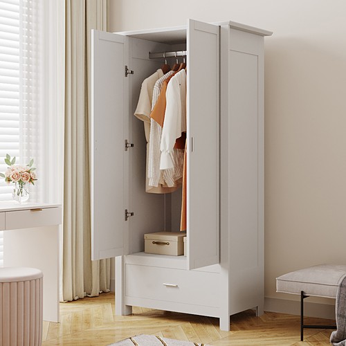 Modern white wooden wardrobe - modern,