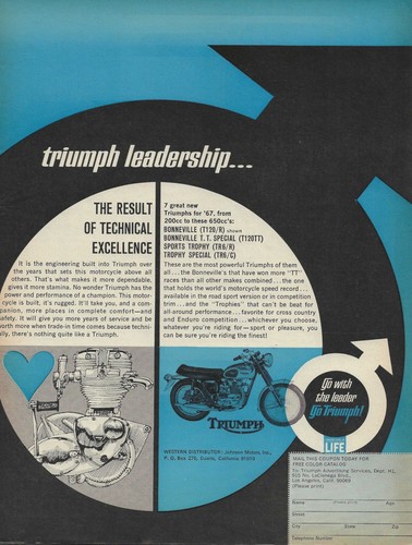 1967 triumph motorcycle - triumph, ad
