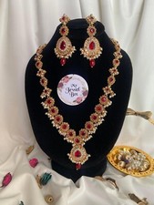 Rameen Egyptian Rani Haar Mala Set w Earrings Indian Bridal/Partywear (145)