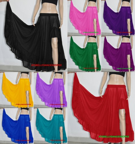 Chiffon ruffle slit skirt - ruffle,
