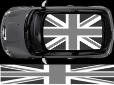 GUNMETAL AND SILVER UNION JACK FLAG ROOF FOR MINI GRAPHIC DECALS STICKERS