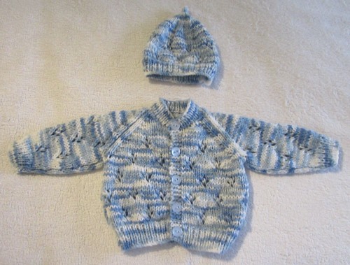 Hand knitted cardigan - &, hat