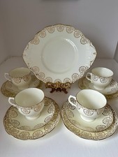 Vintage Salisbury Bone China Tea Set for 4 – Gold Filigree