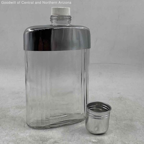 Vintage glass hip flask - flask, with