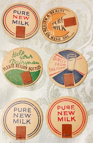 Vintage milk bottle caps - vintage,