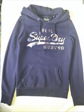 ladies girls superdry hoodie navy floral logo size uk 6