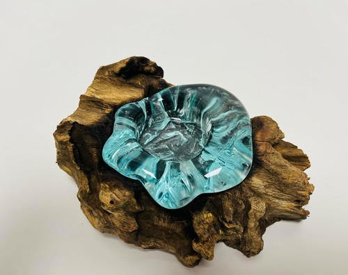 Molten glass candle - holder, on