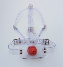 Clear PVC Head Harness with Rubber Gag for BDSM/Bondage/Roleplay