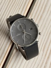 Junghans Form C Chronoscope Watch Black Leather Strap 41/4876