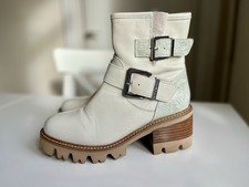 Moda in Pelle Delihla Cream Leather Fur Lined Warm Ankle Boots Size 5 EU 38